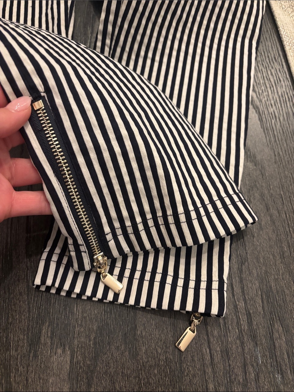 Joseph Ribkoff | S | Striped Black & White Slim Ankle Pants - Picture 4 of 4